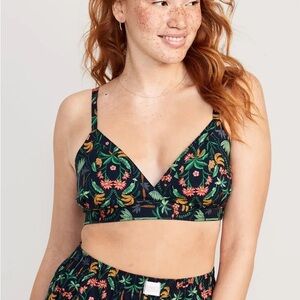 Old Navy Cross Front Poplin Floral Bralette Crop Top